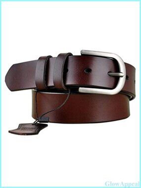 Genuine Leather Women's Jean Belt Removable Silver Buckle Waist Belt